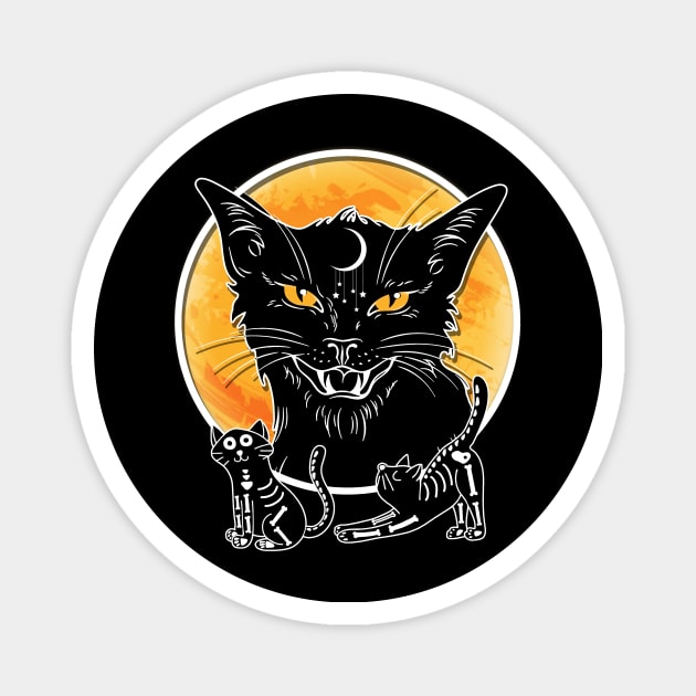 Black Cat And Moon Halloween T Shirt Gifts Magnet by martinyualiso